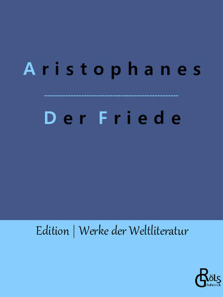 "Der Winzer Trygaios fliegt in dieser Komödie auf einem Mistkäfer in den Olymp, um Zeus zu fragen, was es mit den ständigen Kriegen auf sich habe. Von Hermes erfährt er, dass die Götter sich wegen des Kriegsgetöses in höhere Himmelsebenen verkrochen haben, während Eirene, die Göttin des Friedens, weggesperrt wurde." Redaktion Gröls-Verlag (Edition Werke der Weltliteratur)