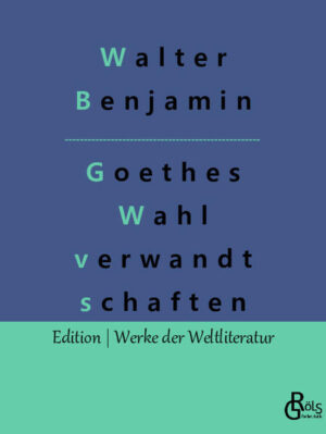 "Benjamins Essay über Goethes Wahlverwandschaften ist bis heute ein Urmotiv der Germanistik. Wer verstehen möchte, wie ganzheitlich-ästhetische Literaturinterpretation vonstatten geht, nämlich unter Betrachtung des literarischen Textes in seinem politischen, ethischen und gesellschaftlichen Kontext, der sollte Walter Benjamins Werk studieren. Was wir hier haben, ist nicht weniger als ein Essay über Weltliteratur, der seinerseits zu einem Stück Weltliteratur geworden ist." Redaktion Gröls-Verlag (Edition Werke der Weltliteratur)