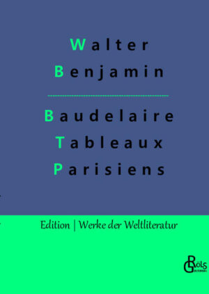 "Walter Benjamin präsentiert uns Charles Baudelaire: Der feingeistige und sensivble Benjamin, der vor den Nazis floh und sich schließlich das Leben nahm, befasst sich mit Baudelaire, dem Wegbereiter der literarischen Moderne in Europa - absolut lesenswert." Redaktion Gröls-Verlag (Edition Werke der Weltliteratur)