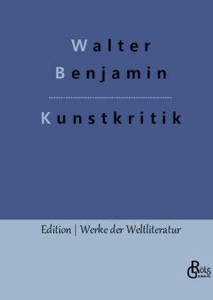 "Der Begriff der Kunstkritik in der deutschen Romantik: Wer den Anspruch hat, mit Blick auf die Kunstkritik mehr zu tun als nur an der Oberfläche zu kratzen, ist bei dem feingeistigen Schriftsteller, Philosophen und Kulturkritiker Walter Benjamin bestens aufgehoben. Seine Reflexionen lesen sich, als hätten sie auch gestern geschrieben sein können." Redaktion Gröls-Verlag (Edition Werke der Weltliteratur)