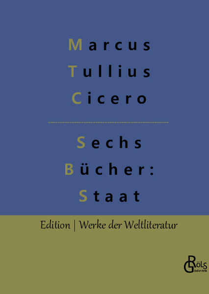 "Welches ist die "beste" Staatsform? Was zeichnet den optimalen Staatslenker aus? De re publica (lateinisch, Über das Gemeinwesen) ist das in sechs Büchern verfasste staatstheoretische Grundlagenwerk des römischen Philosophen und Rhetorikers Cicero - geschrieben wie so oft bei Cicero in der Dialogform." Redaktion Gröls-Verlag (Edition Werke der Weltliteratur)