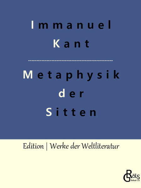 Kant war bereits 61 Jahre alt, als er die erste grundlegende Schrift zur Ethik vorlegte. Im Vorfeld hatte er bereits seine berühmte Kritik der reinen Vernunft formuliert, nun wollte er eine Moralphilosophie entwerfen, die vollständig auf Erwägungen zur reinen Vernunft beruhen sollten. Was will Kant mit seinem Kategorischen Imperativ, wenn nicht eine Vernunft, die aus übergeordneten, statt persönlichen und interessegeleiteten Gründen agiert? Kants GMS gehört heute zum Kernbestand der philosophischen Weltliteratur. Gröls-Verlag (Edition Werke der Weltliteratur)