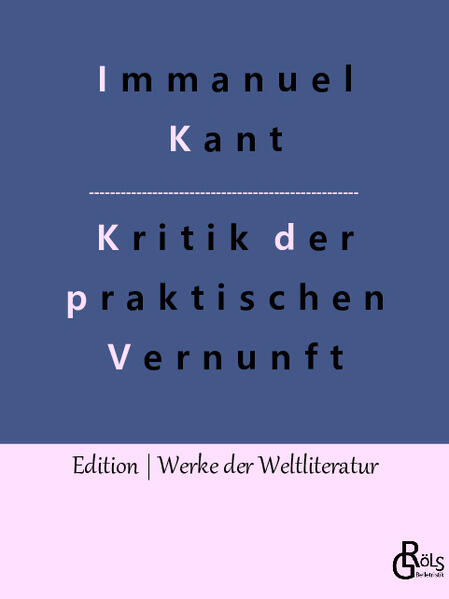 Kants "Zweite Kritik" (nach der Kritik der reinen Vernunft) ist das zweite Hauptwerk des Philosophen. In Die Kritik der praktischen Vernunft entwickelt Kant seine Theorie der Moralbegründung. Das Werk gehört zu den Grundlagenwerken der Praktischen Philosophie. Mit seinem Kategorischen Imperativ ("„Handle so, daß die Maxime deines Willens jederzeit zugleich als Prinzip einer allgemeinen Gesetzgebung gelten könnte") distanziert sich Kant von den Moralvorschriften seiner Zeit, die eine übergeordnete Moral irgendwo zwischen Gott und Kirche verorten. Gröls-Verlag (Edition Werke der Weltliteratur)