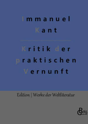 Kants "Zweite Kritik" (nach der Kritik der reinen Vernunft) ist das zweite Hauptwerk des Philosophen. In Die Kritik der praktischen Vernunft entwickelt Kant seine Theorie der Moralbegründung. Das Werk gehört zu den Grundlagenwerken der Praktischen Philosophie. Mit seinem Kategorischen Imperativ ("„Handle so, daß die Maxime deines Willens jederzeit zugleich als Prinzip einer allgemeinen Gesetzgebung gelten könnte") distanziert sich Kant von den Moralvorschriften seiner Zeit, die eine übergeordnete Moral irgendwo zwischen Gott und Kirche verorten. Gröls-Verlag (Edition Werke der Weltliteratur)