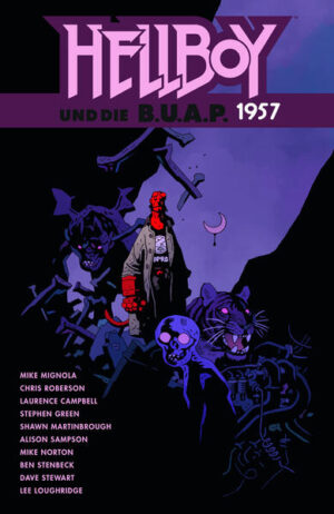 Neue höllisch gute B.U.A.P.-Abenteuer aus dem Mignolaverse Bevor sie ein verirrtes Exemplar von Gustav Strobls Hexerei und Dämonologie aufspüren können, werden Hellboy und die B.U.A.P.-Agentin Susan Xiang von den Hilferufen einer in Not geratenen Hausfrau abgelenkt. Die Lösung des Rätsels um einen ungebetenen Hausgast führt die okkulten Ermittler zwar genau dorthin, wo sie sein wollten – aber auch direkt in das Zentrum dämonischer Gefahr. Hellboy und Professor Trevor Bruttenholm verbringen einen Moment schöner Vater-Sohn-Zeit auf einem New Yorker Armenfriedhof, wo sie versuchen, das Geheimnis einer gespenstischen Präsenz zu lüften, die auf diesem überfüllten Friedhof ihr Unwesen treibt. Bei ihrer Ankunft stellen die beiden schnell fest, dass die Armen auf diesem Massenfriedhof von weitaus mehr Dingen heimgesucht werden, als es den Anschein machte ... Der Kryptozoologe Woodrow „Woody“ Ferrier ist der B.U.A.P. beigetreten, um aufregende und bisher nicht dokumentierte Kryptoiden zu finden – leider münzen die meisten seiner Fälle in einer herben Enttäuschung. Aber ein Ausflug mit Hellboy in die Kleinstadt Virginia, wo eine riesige mysteriöse Kreatur durch die Wälder streift, könnte ihm genau jene Gelegenheit bieten, auf die er schon so lange gewartet hat! Als Hellboy nach Indien gerufen wird, um dort eine Welle mysteriöser Tierangriffe zu untersuchen, trifft er auf ein bekanntes Gesicht. Gemeinsam machen sie sich auf die Suche nach der seltsamen Bestie, die ein kleines Dorf terrorisiert. Doch das Geheimnis – und der Mythos dahinter – reichen tiefer, als sie zuvor angenommen hatten. Hellboy-Schöpfer Mike Mignola und sein langjähriger Mitarbeiter Chris Roberson liefern uns einige neue B.U.A.P-Geschichten aus der Welt von Hellboy. Dieser Band enthält unter anderem Zeichnungen von Laurence Campbell, Stephen Green (Sea of Stars), Shawn Martinbrough (Batman) und Alison Sampson (Genesis) sowie die Koloration von Dave Stewart (THE UMBRELLA ACADEMY).