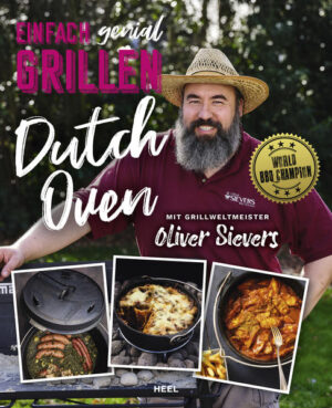 Der Dutch Oven. Ein perfekter Allrounder für jede Jahreszeit und eine unendliche Vielzahl an Gerichten. Kochen, Schmoren, Backen, Frittieren, Braten oder Dünsten - Oliver Sievers liefert auch im dritten Buch seiner "Einfach genial Grillen"-Reihe wieder fantastische Rezepte und einen Berg Hintergrundinfo zum kleinen Preis. Von Vorspeise bis Dessert ist in diesem Buch alles rund um den gusseisernen Topf vertreten und auch Tipps zum Dutch Oven an sich kommen nicht zu kurz. Die richtige Pflege, die Basics zur Feuerstelle, Hitzeregulierung und Garzeiten - alles verpackt in 128 Seiten geballter Information. All das findet man in diesem Buch und für noch nicht mal 10 € ist dieses Buch ein echtes Schnäppchen: Tolle Tipps und Rezepte vom World BBQ Champion und dazu die schönen Fotos der Grillgerichte. Ob Gumbo oder Wurstgulasch, Rehkeule oder Texas-Gulasch, Redneck Beans oder Sauerteigbrot - bei diesen Rezepten werden eingefleischte Dutch Oven-Fans aber auch Dopf-Anfänger garantiert fündig. Ob fleischlastig oder vegetarisch, hier findet jeder sein neues Lieblingsrezept. Dieses Buch gehört zur Grundausstattung für Beginner, ist Rezeptsammlung und Anleitung, aber vor all Inspirationsquelle für leidenschaftliche Griller und Köche! Ein Muss für jeden Dutch-Oven-Besitzer! Im HEEL Verlag von Oliver Sievers außerdem erhältlich: „Männer am Grill“, das Grill-Geschenk-Set mit Buch und Top-Steakmesser, „Einfach genial grillen“, „Einfach genial grillen - Steak und Burger“.