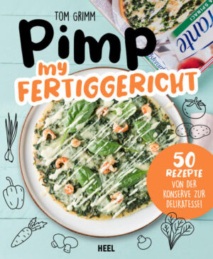 Dosenravioli und Tiefkühlpizza de Luxe - günstig, schnell und trotzdem lecker! Du hast genau jetzt mega Hunger und überhaupt keinen Bock auf eine lange Koch-Session. Keinen Drive, Gemüse zu waschen, zu schälen, zu schnippeln, und überhaupt irgendwas mit viel Vorbereitung und so. Konsequenterweise gehst Du in Gedanken Deinen Vorrrat an Fertiggerichten durch. Die lassen Sich auch mit wenigen Handgriffen in puncto Leckerness aufpimpen. Mal eben ein Ei, etwas Käse und Frühlingszwiebeln in die Fertignudeln, oder einfach frische Kräuter zur Festtagssuppe geben - fertig ist das „gepimpte“ Mahl. 50 Rezepte vom Italo-Bratwurst-Ravioli über Sichstäbchen-Burger und Linsensuppen-Spaghetti bis hin zum Gnocchi-Gratin mit Spargel aus dem Glas - hier finden selbst eingefleischte Fertiggericht-Köche neue und originelle Kombinationen und Pimp-Ideen! Tom Grimm präsentiert in diesem Kochbuch viele Methoden, mit denen Du ein Fertiggericht im Handumdrehen mit frischen Zutaten ein klein wenig gesünder und vor allem leckerer machen kannst. Egal, ob vegetarisch oder mit Fleisch, süß oder herzhaft, kalorienreich oder -arm - hier kommt ein jeder Gaumen auf seine Kosten. Günstig, schnell und vor allem eins: lecker