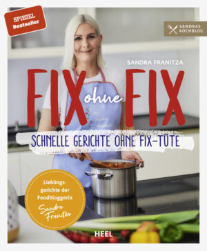 Nur wenige Wochen nach Erscheinen hat dieses Kochbuch die SPIEGEL-Bestseller-Liste gestürmt! Fix ohne Fix - das sind leckere, schnelle Rezepte, die mit frischen Zutaten im Handumdrehen die beliebten Fix-Tüten nachbauen, selbstverständlich ganz ohne Tüte. Nun erscheinen die beliebten Rezepte von Sandraskochblog (200.000 Follower auf Instagram!) endlich auch als Buch! Ob Paprika-Sahne-Hähnchen, Holzfäller-Topf oder Lachs-Sahne-Gratin, bei Sandras Fix-ohne-Fix-Rezepten ist für die ganze Familie etwas Leckeres dabei. Auf Sandras Instagram-Account sandraskochblog gibt es seit etwa 2 Jahren eine ganz besondere Kategorie, nämlich den #fixohnefixfreitag. Hier kocht sie sich quer durchs Fix-Tüten-Sortiment, natürlich ohne entsprechende Tüte. Das können zum Beispiel Klassiker sein, wie die Käse-Lauch-Suppe mit Hackfleisch und der Bauerntopf, aber auch Gerichte, zu denen es mittlerweile keine entsprechende Fix Tüte mehr im Handel gibt und die von dem ein oder anderen „schmerzlich“ vermisst werden. Alle Rezepte werden aus frischen Zutaten „nachgebaut“, sind ebenso fix zubereitet wie mit Tüte - aber dafür gesund, ohne jegliche Geschmacksverstärker und natürlich mega-lecker. „Fix ohne Fix“ enthält fast 50 Rezepte, die jeder von den bunten Tüten aus dem Supermarktregal kennt: Vom Jäger-Sahne-Schnitzel, über das Würstchen-Gulasch bis hin zum Nudel-Schinken-Gratin, jeder kennt sie, jeder liebt sie. Schon allein der Name löst Geschmackserinnerungen aus und erzeugt Heißhungerattacken. Die Frage nach dem „Was kochen wir denn heute“ lässt sich mit diesem Buch ganz einfach lösen: Ob Familienessen, Studenten-WG, Teenagerparty, Kindergeburtstag, Oma-Opa-Enkel-Tag: Diese Rezepte sind kinderleicht, garantieren Spaß beim Kochen und schmecken hundertpro!