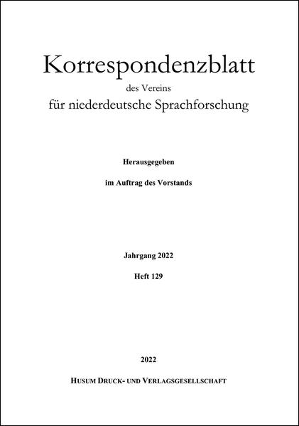 Korrespondenzblatt des Vereins für niederdeutsche Sprachforschung | Bundesamt für magische Wesen
