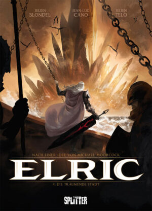 Die Comic- Adaption eines mythischen Fantasy- Helden! Elric, der Herrscher der uralten Dracheninsel von Melniboné - ein kranker Albino, der ein mehrere tausend Jahre altes Volk mit einer von den Göttern ererbten Macht regiert. Aber seine schwache Konstitution zwingt ihn, Drogen und Magie zu nutzen, um sein Leben zu erhalten. Sein Vetter Yyrkoon, der für diese Schwächen nur Verachtung übrig hat, versucht die Rechtmäßigkeit seines Anspruchs auf den Rubinthron infrage zu stellen. Als er von einem bevorstehenden Angriff blutrünstiger Piraten erfährt, nutzt Elric die Gelegenheit und versucht seine Autorität wiederherzustellen. Hier offenbart er seine komplexe Persönlichkeit, aber auch seine Ergebenheit Ariochs gegenüber, dem mächtigsten Herren des Chaos... Entdeckt die Comic- Adaption der berühmten Saga von Elric von Melniboné! 1961 der Feder des Briten Michael Moorcock entsprungen, ist dieser dekadente Antiheld geprägt von einer tragischen Romantik, was in der Heroic- Fantasy eher selten zu finden ist. Elric ist heute eine feste Größe des Genres, neben Howards »Conan« und Tolkiens »Der Herr der Ringe«. Die Saga von Elric wurde in den letzten fünfzig Jahren immer wieder von anderen Künstlern adaptiert, in Prosa, Comic (zum ersten Mal 1969 durch Philippe Druillet!), Videospielen, Rollenspielen... Episch, düster, maßlos, betörend, erhielt diese neue 100% französische Adaption, mit verschwenderischer Bildgewalt von Didier Poli und Robin Recht in Szene gesetzt, die begeisterte Zustimmung von Michael Moorcock persönlich! Abschlussband der Serie