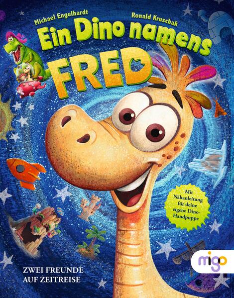 "Ein Dino namens Fred" von Michael Engelhardt ist ein farbenfrohes und spannendes Kinderbuch, das Leser*innen ab 4 Jahren in die aufregende Welt der Dinosaurier und Zeitreisen entführt. Die Geschichte beginnt, als Annegret, ein abenteuerlustiges Mädchen mit einem Zeitreise- Fluggerät, in die Vergangenheit reist und dort auf den liebenswerten Dino Fred trifft. Schnell entwickelt sich zwischen den beiden eine tiefe Freundschaft. Doch ihr Abenteuer nimmt eine unerwartete Wendung, als ein Tyrannosaurus Rex das Zeitreise- Gerät mit einem Ei verwechselt und es auszubrüten versucht. Mit Witz und Cleverness gelingt es Fred und Annegret, den T- Rex zu überlisten und die Zeitreisemaschine zurückzuerobern. Doch durch ein Missgeschick landen nicht nur Annegret, sondern auch Fred und der T- Rex in unserer Zeit, was zu urkomischen Verwicklungen führt. Dieses Buch besticht durch seine humorvolle Erzählweise, lebendige Illustrationen und vermittelt auf unterhaltsame Weise die Bedeutung von Freundschaft, Mut und Einfallsreichtum. Spannende Zeitreise: Eine einzigartige Geschichte, die kleine Dino- Fans und Zeitreise- Enthusiasten gleichermaßen fasziniert. Humorvolle Abenteuer: Lustige Verwicklungen und schräge Situationen garantieren Lese- und Vorlesespaß für die ganze Familie. Lehrreich und inspirierend: Die Geschichte fördert auf spielerische Weise Werte wie Freundschaft, Mut und Problemlösungskompetenz. Farbenfrohe Illustrationen: Die bunten und detailreichen Bilder laden zum Entdecken und Verweilen ein und ergänzen die Geschichte perfekt. Interaktives Extra: Enthält eine Anleitung zum Nähen einer Dino- Handpuppe, die das gemeinsame Lesevergnügen interaktiv erweitert. Empfohlen für Kinder ab 4 Jahren: Ideal für Vorschulkinder und junge Grundschüler, um ihre Vorstellungskraft und Lesefähigkeiten zu entwickeln.