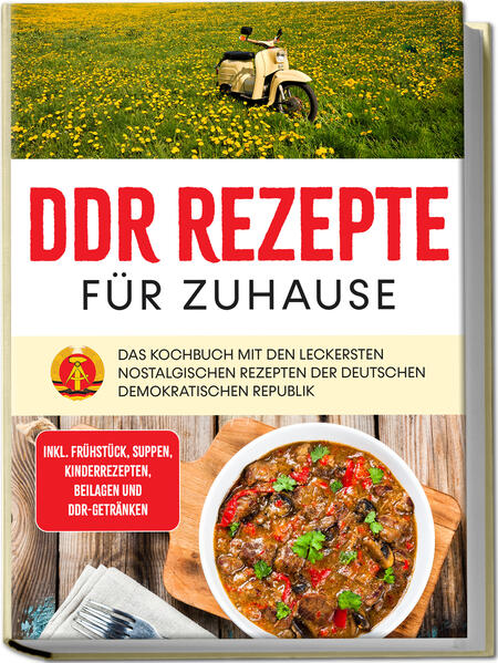 DDR-Rezepte: Nostalgisches, leckeres und vielfältiges Schlemmen mit köstlichen Original-Rezepten Soljanka, Senfeier, Schmorgurken-Gemüse oder Apfelplinsen - allein die Namen der Gerichte rufen nostalgische Erinnerungen hervor und lassen Kindern der DDR das Wasser im Munde zusammenlaufen. Ob in der Schulkantine, im Ferienlager oder nach einem ereignisreichen Tag bei Mutti am Abendbrottisch, die herzhaften Leckereien machten satt und glücklich und mit einem süßen Abschluss dazu war die Schlemmerei perfekt. Die gute Nachricht: Klüten & Co. schmecken auch heute noch hervorragend und mit dieser Sammlung an Originalrezepten zaubern Sie sich kulinarische Erinnerungen deutschlandweit kinderleicht auf den Tisch! Importwaren oder exotische Früchte waren rar, umso einfallsreicher und vielfältiger wussten die Köche der DDR mit den heimischen Waren umzugehen: Gurken, Bohnen, Kartoffeln, verschiedenes Fleisch, Fisch, Eier und vieles mehr wurden zu raffinierten und abwechslungsreichen Gerichten verarbeitet, bei denen niemals Langeweile aufkam. Und wer heute ein wenig DDR-Flair in seine Küche bringt, der profitiert gleich mehrfach: So kommen nicht nur schöne Kindheitserinnerungen auf, sondern wie nebenbei wird zudem regional-saisonale Ernährung zum Kinderspiel. So können auch Nicht-Ostdeutsche ganz einfach ihren Horizont der heimischen Küche erweitern und einen ganz neuen Schatz an Geschmackskompositionen entdecken. Schmeckt das nicht eher eintönig? Aber überhaupt nicht! Mit dem Vorurteil der faden DDR-Küche räumt dieses Buch ein für alle Mal auf und präsentiert köstliche Vielfalt mit unterschiedlichsten östlichen Einflüssen. Probieren Sie Krautsalat, Pilzsuppe, falscher Hase, Linseneintopf, Fisch-Soljanka, Quarkkeulchen, Mooskuchen und vieles mehr und entdecken Sie einzigartige Geschmacksideen. Dank einfacher Anleitungen gelingt die Zubereitung auch Küchenneulingen auf Anhieb und Sie können ab sofort stilecht ein Stück Geschichte auf dem Teller genießen. Für den kleinen Hunger: Snacken Sie als Vorspeise oder einfach zwischendurch mit Bohnensalat, Eierflockensuppe, Bratschnitte mit Spiegelei und Knackwurst oder Fleischsalat ein kleines Stücken DDR. Deftiger Mittagstisch: Bei Rostbrätel, Broiler, Fisch-Gulasch oder Schmorgurkengemüse mit Brotbuletten ist für Fleisch-, Fisch- und Veggiefans reichlich Auswahl geboten. Feines für den Abend: Gebratene Knödel, Schnittchen-Teller oder Sülze mit Bratkartoffeln sind nach einem langen Tag genau das Richtige. Hits für Kids: Bei Grießbrei, Wurstgulasch mit Eierteigwaren oder Hühnerfrikassee greifen kleine Leckermäuler gerne reichlich zu. Süße Verführung: Sündige Köstlichkeiten wie Bienenstich, Schwarz-weiß-Gebäck, Schokosuppe mit Mandeln oder Mehlklöße mit Kirschsuppe liefern feine Abwechslung für Kaffeetafel und Dessert. Dieses Kochbuch bringt Nostalgie auf den Tisch und zusätzliche Frühstücks- und Getränkeideen wie DDR-Brötchen oder Muckefuck runden die geschmackliche Reise in die Vergangenheit perfekt ab. Ob Sie Kindheitserinnerungen aufleben lassen wollen, die alten Klassiker wieder hervorholen oder etwas ganz Neues entdecken - hier finden sich reichlich Inspirationen für Ost und West.