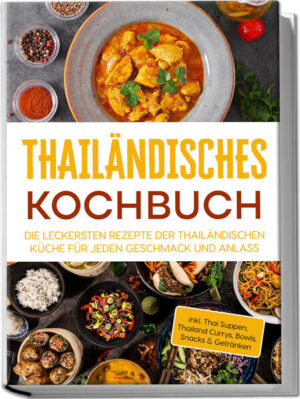 Thailändisch Kochen: Holen Sie sich die exotische Geschmacksvielfalt Thailands ganz einfach in die eigene Küche Farbenfrohes Curry, atemberaubende Gewürzvielfalt und unnachahmlich leckere Geschmackskombinationen: Wer einmal in Thailand war und sich durch die dortigen Leckereien probiert hat, der denkt meist sehnsuchtsvoll daran zurück. Die gute Nachricht: Wenn Sie die einzigartigen Köstlichkeiten auch im Alltag nicht vermissen möchten, müssen Sie nicht ins teure Restaurant gehen, sondern können von Khao Tom über Pad Thai bis zu Pad Ped Pla die ganze Spezialitätenvielfalt auch kinderleicht selbst auf den Tisch zaubern! Gesund, äußerst vielfältig, exotische Geschmackskompositionen und alles andere als kompliziert in der Zubereitung - es gibt viele Gründe, den Reichtum der thailändischen Speisetradition öfter einmal auf den Tisch kommen zu lassen. Mit den abwechslungsreichen Rezepten in diesem Buch tauchen Sie ganz einfach ein in die köstliche Welt von Curry, Kokos & Co. und schenken sich im Alltag jederzeit ein kleines Stück Thailand-Urlaub. Von feinen Suppen und knackig-frischen Salaten über herzhaft-würzige Hauptspeisen bis hin zu köstlichen Desserts oder erfrischenden Drinks finden Sie hier eine riesige Auswahl an leckeren Ideen für jeden Anlass und Geschmack. Dank der einzigartigen Traditionsvielfalt kommen hier Fleischesser genauso auf ihre Kosten wie Fischliebhaber oder Veggies und auch Naschkatzen entdecken reichlich süße Glücksmomente. Klingt verführerisch, aber auch nach komplizierter Exotik? Keine Sorge. Die meisten Zutaten finden Sie längst auch zum kleinen Preis in deutschen Supermärkten und bei einzelnen Spezialitäten werden Sie in zahlreichen Asia-Läden problemlos fündig. Einfach nachzukochende Anleitungen bescheren zudem auch ungeübten Köchen von Anfang an kulinarische Top-Ergebnisse und dank ausgesuchter Gewürztipps können Sie dem Genuss noch ganz einfach ein kleines Gesundheits-Plus verleihen. Frühstück auf Thai-Art: Beginnen Sie den Tag doch einmal mit Frühstücks-Reissuppe, Asia-Rührei oder thailändischen Donuts. Für den kleinen Hunger: Mit Suppen, Salaten und Snacks wie Thai-Kokos-Suppe mit Tofu, Thai-Crunch-Salat mit Erdnussdressing, Papayasalat mit getrockneten Garnelen oder Thung-Thong-Goldbeutelchen sorgen Sie jederzeit für einen Hauch Exotik im Alltag. Fleisch- und Fischspezialitäten: Schweinefilet in Panang-Curry, Thai-Hähnchen-Bowl, Fisch-Curry mit Litschi oder Lachsfilet in grünem Curry bieten aromatische Sattmacher für jeden Geschmack. Vegetarisch-vegane Hauptspeisen: Bei Leckereien wie geräuchertem Tofu in Thai-Curry, gebratenen Thai-Nudeln, veganem Thai-Panang-Curry oder würzigen veganen Thai-Nudeln wird wirklich niemand Fleisch vermissen. Desserts & Getränke: Klebreis mit Papaya, Banane in Kokosmilch, Lemongras-Drink oder Kokos-Mango-Smoothie runden das raffinierte Geschmackserlebnis ab. Dieses Kochbuch bringt Ihnen Urlaubsflair und Hochgenuss ganz einfach in die heimische Küche und sorgt jeden Tag für geschmackliche Überraschungen. Mit den Bonus-Rezepten für verschiedene selbstgemachte Curry-Pasten sorgen Sie außerdem für ein perfektes Aromenspiel - ideal für Thailandfans, Hobbyköche, kulinarische Abenteurer und Genießer!