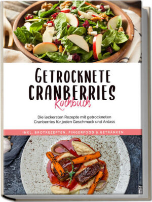 Rezepte mit getrockneten Cranberries: Vielfältige Schlemmerideen für jeden Anlass mit dem geballten Geschmack des kleinen Superfoods Leuchtend rot, köstlich-säuerliche Süße, kugelrund und dazu auch noch höchst gesund: Das sind Cranberries, die neuen Stars am Superfood-Himmel und die dürfen ab jetzt ruhig viel öfter auf den Teller. Dabei müssen sie nicht jedes Mal im Müsli landen - stattdessen zeigt dieses Buch Ihnen, wie Sie mit den kleinen Aromabomben von Suppen über Fleisch bis zu Gemüse die herrlichsten Gerichte zaubern. Vitamine fürs Immunsystem, sekundäre Pflanzenstoffe fürs Herz, Pektin für den Darm, Antioxidantien gegen Krebs und noch einiges mehr: Die Liste der gesundheitlichen Pluspunkte ist lang und zusätzlich besticht die Cranberry mit einzigartig säuerlich-fruchtig-süßem Aroma. Als getrocknete Variante ist sie außerdem kinderleicht zu lagern und zu verwenden und mittlerweile längst überall erhältlich - reichlich Gründe also, das Superfood häufiger zu genießen. Cranberries sind was für Müsli und Süßkram? Da unterschätzen Sie die Beeren aber gewaltig! Denn in den Rezepten dieses Buches spielen die kleinen Kugeln in knackigen Salaten, deftigen Fleischgerichten, raffinierten Fischspezialitäten oder aromatischen Gemüseeintöpfen gleichermaßen die Hauptrolle und begeistern mit einzigartigen Geschmacksnoten. Ob Vegetarier, Fleischliebhaber, Naschkatze oder Snackfan, entdecken Sie vielfältige Genuss-Ideen, bei denen sich alles um die roten Beeren dreht. Dank einfach nachzumachender Anleitungen gelingen die Köstlichkeiten auch ungeübten Köchen und zahlreiche Gerichte stehen mit wenig Aufwand in kürzester Zeit auf dem Tisch. Frühstücks- und Brotzeit-Leckereien: Gebratene Toast-Taler mit Cranberry-Hüttenkäse, fruchtiger Chia-Zitronen-Quark, Cranberry-Hefebrötchen oder Cranberry-Aufstrich mit Bärlauch bieten einen lecker-gesunden Start in den Tag. Suppen, Snacks & Salate: Mit Reissalat mit Walnüssen und Cranberries, Cranberry-Möhren-Suppe, Champignon-Bruschetta mit Cranberries oder Käse-Knäckebrot-Cranberries gibt’s raffinierte Kleinigkeiten für die Vorspeise oder den kleinen Hunger. Feines mit Fisch & Fleisch: In Hauptgerichten wie Indischem Hähnchen-Curry, Rehragout mit Pilzen, Kohl-Cranberry-Pfanne mit Lachs oder Heilbuttfilet in Cranberry-Sauce läuft die Beere zu herzhaft-deftiger Hochform auf. Vegetarisch-vegane Schlemmerei: Mit Flammkuchen mit Gorgonzola, Kürbis und Cranberries, Champignon-Käse-Auflauf, gefüllter Aubergine oder Gnocchi in Cranberry-Tomaten-Creme kommen nicht nur Veggies so richtig auf Ihre Kosten. Verführung für Naschkatzen: Ob Gebäck, Dessert oder Getränk, bei süßen Leckereien wie Cranberry-Nussecken, Cranberry-Lebkuchen-Auflauf mit Vanillesauce, Cranberry-Joghurt-Creme oder Cranberry-Kirsch-Drink hat die Cranberry Heimspiel. Dieses liebevoll erstellte Kochbuch zeigt Ihnen, wie wandelbar das kleine Superfood ist, und überrascht Sie ein ums andere Mal mit einzigartigen Genießer-Momenten. Ob Sie längst Cranberry-Freak sind, Fan der gesunden Küche oder Hobbykoch mit Lust auf Neues - hier finden Sie unschlagbar köstliche Inspirationen für jeden Geschmack.