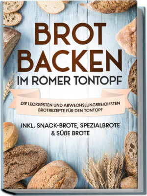 Unser täglich Brot back ich mir heute: Mit dem Römer Tontopf vielfältige Brotideen im heimischen Ofen kreieren Sie backen gerne selbst, weil Sie dann wissen, was drinsteckt? Nur das Brot, das holen Sie noch vom Bäcker, weil Ihnen Brotbacken ziemlich kompliziert erscheint? Und vielleicht steht sogar irgendwo in den Küchenschränken noch ein alter Tontopf herum? Wunderbar! Dann kommt hier die perfekte Lösung: Brotbacken im Römer Tontopf! Das ist nicht nur gelingsicher und köstlich saftig, sondern auch noch überraschend vielfältig. Ob Abendbrot, würziger Snack oder süße Leckerei - die Kochgeheimwaffe der Römer macht’s möglich! Der Tontopf ist in der Küche ein echter Alleskönner: Durch seine Fähigkeit, in den Materialporen Wasser zu speichern und während des Kochvorgangs wieder abzugeben, macht er zahlreiche Gerichte besonders saftig und aromatisch und das funktioniert auch mit Brot hervorragend. Wobei der Begriff „Brot“ hier gerne ungewöhnlich weit gefasst verstanden werden darf, denn der Römer Tontopf backt Ihnen zunächst einmal zuverlässig klassische Spezialitäten wie Weizenvollkornbrot, einfaches Weißbrot oder Kürbisbrot. Aber er kann noch viel mehr: Raffinierte Brotsnacks wie Mozzarella-Knoblauch-Brot, Thunfisch-Auberginen-Brot oder Zwiebel-Whiskey-Brot gelingen genauso wie süße Köstlichkeiten, zum Beispiel Dinkel-Hefezopf, Apfel-Mandel-Brot oder nussiges Früchtebrot. Das klingt nach einer aufwändigen Kunst? Nicht mit Ihrem Römer Tontopf! Wie Sie all diese Leckereien einfach und unkompliziert im heimischen Ofen zubereiten können, worauf es bei der Pflege Ihres Tontopfs ankommt und was für Köstlichkeiten Sie noch damit zaubern können, zeigt Ihnen dieses kreative und vielfältige Backbuch! Wässern, reinigen und bitte kein Kälteschock: Worauf Sie im Umgang mit Ihrem Römer Tontopf achten sollten, um lange Freude daran zu haben. Für den kleinen Hunger zwischendurch: Probieren Sie sich durch würzige Snacks wie Schinkenspeckbrot, Pizza-Brot, buntes Pesto-Brot oder gar Kaffee-Brot und genießen Sie das ganz besondere Tontopf-Aroma. Unser täglich Brot: Allseits beliebte Grundlagen am Abendbrottisch wie Vollkorn-Mischbrot, Kürbiskernbrot, Vollkorn-Toastbrot oder Schwarzbrot gibt es in Zukunft immer frisch und selbstgemacht. Und wenn es mal ein wenig ausgefallener sein darf: Joghurt-Möhren-Brot, Petersilie-Käse-Brot, Bärlauch-Brot oder Rosmarin-Tomaten-Brot bringen leckere Abwechslung auf den Tisch. Zum Nachtisch dann noch etwas Süßes: Verwöhnen Sie sich mit Rhabarber-Vanille-Zopfbrot, Butter-Zimt-Brot, Kokosnuss-Zopfbrot oder genießen Sie sündig-süßes Nougat-Zopfbrot. Dieses Backbuch nimmt Sie mit auf eine Reise kreuz und quer durch die Welt der Brotspezialitäten und zeigt Ihnen die Vielfalt, die der Römer Tontopf hier bietet. Ob für den einfachen Abendbrottisch, als Zwischenmahlzeit im Büro, ob Leckereien für kleine Schleckermäuler oder raffinierte Ergänzung zum Festmahl - in diesem Buch finden Sie neue Lieblingsrezepte für jeden Anlass!