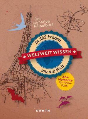 Mit 365 Fragen mehr über die Welt erfahren – ein Rätselbuch für Weltenbummler. In drei Schwierigkeitsstufen kannst du dich vom Balkonurlaube bis zum welterfahrenen Globetrotter entwickeln! Teste dein Wissen und erfahre viel Neues über unsere wunderbare und teilweise kuriose Welt. Verschiedene Rätseltypen sorgen für Abwechslung und schärfen die Sinne. Könntest du einen Bildausschnitt richtig zuordnen? Bist du in der Lage, Orte und Landschaften auf einer Weltkarte zu finden? Staunst du gerne über Skurriles und Wunderliches? Im Lösungsteil wirst du mit umfassenden Antworten versorgt und erweiterst so dein weltweites Wissen ganz nebenbei – oder hättest du’s gewusst? + 365 einfallsreiche Quizfragen in verschiedenen Schwierigkeitsstufen + Lösungsteil mit ausführlichen Informationen und reicher Bebilderung + Unterhaltsamer Zeitvertreib für Reisende oder Daheimgebliebene