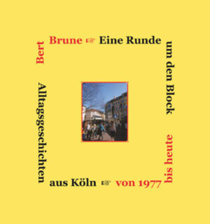 Eine Runde um den Block, das sind 71 Alltagsgeschichten aus Köln, die Bert Brune als „Stadtwanderer“ von 1977 bis heute verfasst hat. Die Themen reichen vom Wesen des Boule-Spiels über die Komplikationen beim ersten Internet-Anschluss bis zur jüngsten Künstler-Demo gegen den Abriss des Schauspielhauses. Vor allem jedoch sind es die Menschen, deren Originalität der Leser dank der lebendigen Dialoge fast schon so erleben darf, als wäre er selbst auf des Autors Runde mit dabei gewesen