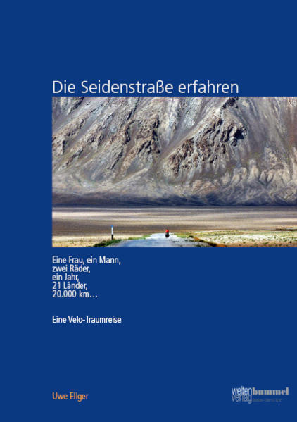 Ein Jahr lang auf Fahrrädern die Seidenstraße erkunden: ein Traum wird wahr! Gemeinsam mit seiner Frau Isabel startete der Autor Uwe Ellger in München und fuhr 20.000 km durch 21 Länder bis nach Singapur. Es ging im Februar über die Alpen nach Venedig. Von hier startete auch Marco Polo, in dessen Spuren beide der Seidenstraße bis nach China folgten und ihre Reise anschließend noch bis nach Singapur fortsetzten. Die antiken Stätten und Theater in Griechenland gehörten, so früh im Jahr, ihnen alleine. Über die Türkei ging es nach Zypern und weiter in den Libanon. Dort lud man sie zum Skifahren ein. Beide erlebten das 2011 noch nicht zerstörte syrische Kulturerbe und das beeindruckende und faszinierende Aleppo. Im syrischen Kurdengebiet verfolgte sie der Geheimdienst. Es folgte eine Odyssee durchs kurdische Schmugglergebiet entlang der türkisch- iranischen Grenze. Die iranische Gastfreundschaft hat das Paar zutiefst beeindruckt. Ein wunderbares Reiseland! Neben der Syrischen- mussten auch die Karakum- und Kyzilkum- Wüste durchquert werden. Sie erkundeten intensiv die berühmten Seidenstraßenstädte in den sogenannten STAN-Staaten Turkmenistan, Usbekistan, Tadschikistan ind Kirgistan, wie z.B. Konje Urgentsch, Samarkand, Buchara oder Chiwa- allesamt bekannt aus den Geschichten aus 1001 Nacht. In den zum Dach der Welt gehörigen Hochgebirgen Pamir und Tian Shan überquerten die Abenteurer auf Holperpfaden ungezählte bis zu 4655m hohe Gebirgspässen. Überall auf ihrer Route erlebten die zwei Münchener Ärzte eine unbeschreibliche Gastfreundschaft. Dieser erste Teil der Reise führte bis nach Kashgar/ Xinjang in China. Das Buch zum zweiten Teil der Reise folgt im Jahr 2014. Das Buch richtet sich nicht nur an Radnomaden, sondern an jeden der das Abenteuer liebt und mehr über fremde Kulturen und unbekannte Gebiete erfahren möchte. Mehr als 300 farbige Bilder