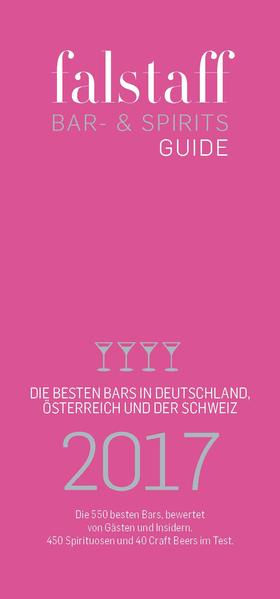 Falstaff präsentiert den Falstaff Bar- & Spiritsguide 2017 mit den 550 besten Bars in Deutschland, Österreich und der Schweiz, bewertet von Gästen und Insidern. Außerdem: Bewertungen für 450 Top-Spirituosen von Whisky über Gin, Rum und Wodka bis hin zu deutschen Fruchtbränden und 40 Craft Beers Plus: Alle Infos zu den Gewinnern der Auszeichnungen - darunter »Bartender des Jahres«, »Cocktail des Jahres« und »Neueröffnung des Jahres«