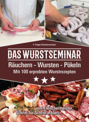 Wurst selber machen, nichts leichter als das ! 224 Seiten geballtes Fachwissen, mit 100 Wurstrezepten und 208 Farbfotos! Gibt es für Sie auch nichts Schöneres als den Geschmack von frisch geräuchertem Schinken oder hausgemachter Wurst? Und möchten auch Sie selbst entscheiden, welche Zutaten für die Herstellung verwendet werden? Dann wird es höchste Zeit, dass Sie Ihre Lieblingswurst und Ihren Lieblingsschinken selbst herstellen… In ihrem „Wurstseminar“ zeigt Ihnen die ausgebildete und langjährig in der Praxis tätige Fleischermeisterin Peggy Triegel wie es geht. Dabei erfahren Sie alles Wissenswerte über die Auswahl der besten Zutaten für die Wurst- und Schinkenherstellung, die Verwendung der richtigen Därme und die Benutzung des benötigten Wurstherstellungs-, Pökel- und Räucherzubehörs. Und damit Ihre eigene Wurst und Ihr eigener Schinken auch garantiert gelingt, finden Sie in den erprobten Rezepten der Autorin anschauliche und detaillierte Schritt-für-Schritt-Erklärungen in Wort und Bild mit genauen Angaben der Material- und Gewürzmengen. So werden auch Sie in kürzester Zeit zum Wurst- und Schinkenprofi!