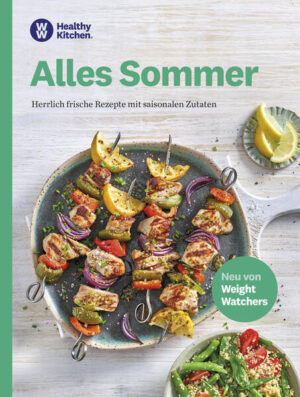 So schmeckt der Sommer! Laue Sommerabende auf der Terrasse, Picknicks am See und rauschende Gartenpartys - im Sommer zieht es uns nach draußen! Die leckersten Gerichte für die heiße Jahreszeit finden Sie im neuen WW-Kochbuch „Alles Sommer“: frisch, leicht und unwiderstehlich gut! Schnell in der Zubereitung, mit vielen saisonalen Zutaten und genau auf das Weight Watchers SmartPoints System abgestimmt - so gelingen die sommerlichen Rezeptideen im Nu: Gekocht, gebacken oder gegrillt - leichte Sommergerichte mit viel Gemüse Herrlich frisch und ideal zum Mitnehmen - Salate und Wraps kalt genießen Sommerliche Desserts und süße Kuchen - so macht Naschen Spaß! Alle Rezepte sind klar gekennzeichnet: vegetarisch, vegan, ohne Nüsse, Gluten oder Laktose Kreative Rezepte für die perfekte Sommerküche Frisches Gemüse und sonnengereiftes Obst, würzige Kräuter und kräftige Aromen - der Sommer bringt gute Laune auf den Teller! Die kalorienarmen Rezepte für heiße Tage sind ein Geschmackserlebnis für alle Sinne: farbenfroh, knackig und köstlich. Entdecken Sie leckere Grillrezepte für den Abend mit Freunden: BBQ-Steaks mit Gemüse, Grillgemüse-Schafskäse-Tarte oder Schweinefiletspieße mit Honig-Senf-Marinade. Verwöhnen Sie Ihre Familie beim Sommerfest mit Crêpes mit Himbeer-Bananen-Eis oder Kirsch-Streuselkuchen mit Basilikum. An heißen Tagen sorgen erfrischende Sommerdrinks wie Gurken-Minz-Wasser mit Orange oder Kokoswasser mit Zitronengras für die richtige Abkühlung. Einfach zusammenmixen und eiskalt genießen! Ein gesunder Lebensstil - das bedeutet nicht nur bewusste Ernährung, mehr Bewegung und Gewichtsreduktion, sondern auch Lebensfreude und Wellness. Mit den leichten Rezepten aus dem WW Kochbuch „Alles Sommer“ erleben Sie eine Zeit voller Genuss und Wohlbefinden!