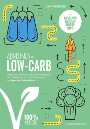 "Abnehmen mit Low-Carb - vegetarisch" ist das zweite Gesamtwerk von Alexander Grimme. Das Buch kann entweder als reines Veggie-Kochbuch mit 124 Rezepten (inkl. Frühstück, Hauptgerichte, Salate, Dips, Brote & Kuchen, Desserts und Snacks) oder als individueller Ernährungsplan zum selber zusammenstellen genutzt werden. Zusätzlich werden alle gängigen Themen wie Kaloriendefizit, Lebensmittel-Basics, Kalorien und Makronährstoffe, Essen im Restaurant (auswärts), Kalorienzählen, Nacht- und Schichtarbeit, fehlende Küche am Arbeitsplatz und Tipps gegen Heißhunger ausführlich aber einfach und verständlich erklärt. Zusätzlich wird erklärt wie man sein eigenes Kalorienziel selbst berechnet und die entsprechenden nach Kalorien sortierten Rezepte aus dem Buch dann als Ernährungsplan verwendet. Zusätzlich gibt es sogar ein kleines Sportprogramm für zu Hause im Buch.