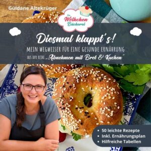 Abnehmen mit Brot und Kuchen geht nicht!? Geht doch! Fragt all die Leser:innen, die inzwischen nach den Rezepten der Wölkchenbäckerei backen und genießen. Doch bevor Dana Altekrüger ihre leckeren und leichten Backrezepte entwickelte, hat sie sich intensiv mit den Gründen für ihr Übergewicht beschäftigt, Wissen über unsere Ernährung und deren Verarbeitung im Körper angeeignet und dann gesunde Alternativen zu fettigen und kalorienreichen Zutaten aufgespürt. In diesem Buch fasst Dana nachvollziehbar und in einfachen Worten ihre Erkenntnisse zusammen. Herausgekommen ist ihr persönlicher Wegweiser für eine gesunde Ernährung ohne Verzicht. Mit vielen hilfreichen Tipps, übersichtlichen Tabellen mit gesunden Zutatenalternativen sowie einem Plan für eure eigene Ernährungsumstellung. Und natürlich dürft ihr euch wieder auf 50 neue und bebilderte Rezepte freuen. Sündigen und trotzdem abnehmen - diesmal klappt’s!