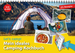 Das perfekte Kochbuch für Camping & Outdoor: zum Aufstellen und Umklappen dank Spiralbindung. Das spart Platz, ist einfach zu Blättern und hält das Lieblings-Rezept immer übersichtlich im Blick: Ein Rezept auf einer Seite! Mit 101 Lieblingsgerichten, lecker & leicht, aus nur wenigen Zutaten für fantasievolle Speisen, zubereitet auf maximal zwei Kochstellen. Alle Mengenangaben mit Hilfe von Bordmitteln: Löffel, Tasse, Messerspitze etc. Mein ideales Camping-Kochbuch … mit dem Aufstelltrick! Plus kleines Extra: witzige Camper-Postkarten. Let’s camp! Die Reihe von Campern für Camper.