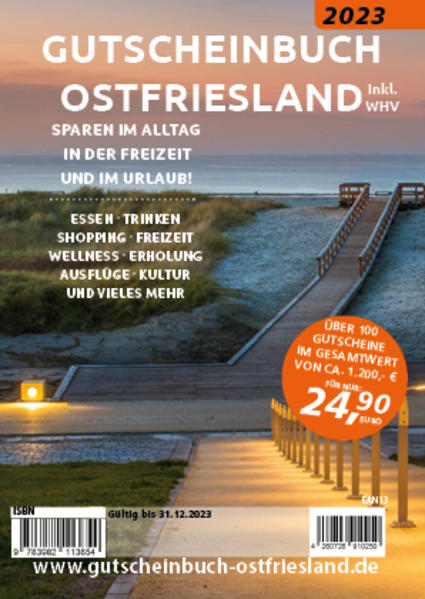 Gutscheinbuch für die Region Ostfriesland. Über 40 "2für1" Angebote aus der Kategorie Essen und Trinken. Über 15 "2für1" Angebote aus der Kategorie Freizeit " Bad/Sauna. Einkaufsrabatte bis max. 50 %. Ein Mix aus verschiedenen Bereichen für die ganze Familie. Essen und Trinken, Wellness und Erholung, Ausflüge und Kultur und vieles, vieles me(e)hr.