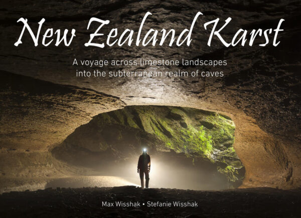 New Zealand Karst is a high-quality coffee-table book by geoscientist and photographer Max Wisshak and his wife Stefanie Wisshak. The book is aimed equally at a readership interested in natural science and at friends of skilful nature photography. Accompanied by a foreword contributed by renowned karst researcher Paul W. Williams, the lavishly designed 256-page work guides readers through the diverse aspects of New Zealand karst landscapes and caves. The authors characterise this voyage as follows: „Karstified landscapes are among the most bizarre on our planet – both above and below ground. New Zealand Karst takes you on a visual journey across sublime karst scenery and into the subterranean wilderness of New Zealand caves. Accompanied by popular scientific texts, stunning images lead you from the sculptured limestone pavements of the alpine marble karst to the grassland and jungle karst of the foothills, onwards into the twilight zone and deeper into the caves. It explores the diversity of peculiar features and creatures of the underground, ventures back into the light of cave ruins, and concludes with karst-related Māori rock art. Learn about the life cycle of the endemic glowworm and the critically endangered Nelson cave spider. Explore the majesty of cave minerals forming speleothems of all types. Discover the many roles water plays in shaping karst and understand the vulnerability of these geotopes and biotopes. New Zealand Karst reveals how you can appreciate karst as a phenomenon where geological, biological, and archaeological beauty all come together in harmony.“ In addition to the standard edition, the coffee-table book is also available as a limited special edition in an elegant slipcase.