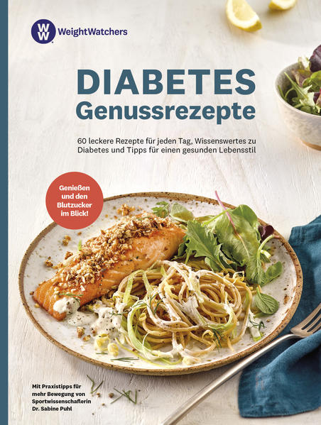 Einführung in das Krankheitsbild Diabetes und die Unterschiede von Diabetes Typ 1 & Typ 2 Körperliche Aktivität mit Diabetes: Sportwissenschaftlerin Dr. Sabine Puhl gibt hilfreiche Praxis-Tipps Steigerung des Wohlbefindens: Dank der an Diabetes angepassten Rezeptvielfalt Für jeden Anlass: Frühstück, Abendbrot, kleine Speisen, sättigende Hauptmahlzeiten und süße Desserts Gelingsicher und alltagstauglich: Die Rezepte sind schnell, einfach und schmecken garantiert auch Ihren Liebsten Gesunde Lebensweise: Sie erhalten Tipps zur Reduzierung von Stress und Motivation für mehr Bewegung Das Weight Watchers Diabetes Kochbuch ist der ideale Begleiter, um gesunde Gewohnheiten in Punkto Ernährung und Bewegung in Ihren Alltag zu integrieren. Folgende Kapitel warten auf Sie: Basiswissen Diabetes Bewegung bei Diabetes Diabetes-Mythen Nils Erfolgsgeschichte Frühstück & Abendbrot Suppen, Salate & kleine Speisen Pasta, Aufläufe, Pfannengerichte & mehr Süßes & Desserts So geht Genuss mit Diabetes - veganes English Breakfast, ein exotisches Porridge mit Chiasamen, ein Gemüsetopf mit Zitronen-Tartar-Bällchen, eine Orientalische Pasta mit Paprika, Köfte mit Quinoa-Taboulé oder ein saftiger Schoko-Kirsch-Brownie. Sie brauchen keine Sonderkost oder spezielle Diabetiker-Lebensmittel - anstelle von Verzicht geht es vielmehr um Ausgewogenheit. Die Rezepte sind einfach, verständlich aufgebaut, gelingsicher und schmecken der ganzen Familie. Anfänger als auch fortgeschrittene Köche kommen ganz auf ihre Kosten. Weight Watchers Mitglieder finden an jedem Rezept einen QR-Code für das schnelle und nahtlose Tracking der Rezepte in der WW App. So lässt sich der persönliche PersonalPoints Wert einfach und unkompliziert zum Tagebuch hinzufügen. Alle WW Kochbücher werden in Deutschland mit mineralölfreien Biofarben, wasserbasierten Lacken und klimaneutral gedruckt, gebunden und verarbeitet. WW unterstützt mit natureOffice ein Klimaschutzprojekt in den Alpen, welches den entstandenen CO2-Ausstoß für jedes Buch kompensiert. Das Papier aller WW Kochbücher stammt aus nachhaltig bewirtschafteten Wäldern und kontrollierten Quellen und ist PEFC zertifiziert.