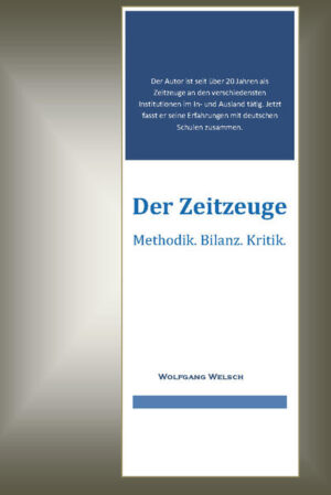 Der Autor ist seit über 20 Jahren als Zeitzeuge an den verschiedensten Institutionen im In- und Ausland tätig. Jetzt fasst er seine Erfahrungen mit deutschen Schulen zusammen.