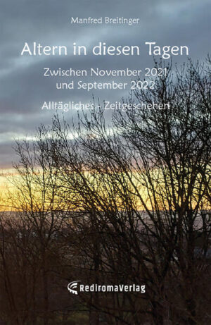 Altern in diesen Tagen. In den Tagen zwischen November 2021 und September 2022 mit den Krisen Corona-Pandemie, kriegerische Handlungen in der Ukraine und der zunehmenden Inflation befragt und analysiert Manfred Breitinger das Altern und das Drumherum. Senescere (lat.)? - Altern ist alltäglich, gewöhnlich, hat intime Seiten und wird unterschiedlich, aber mit Leib und Seele, erlebt und bewältigt. Altern berührt und trifft Heimat, Dialekt, Sprache und das Schreiben. Ausflüge in das Welt- und Zeitgeschehen, Erinnerungen und Betrachtungen der Lebewesen und der Erde mit ihren Besonderheiten erweitern das Blickfeld auf das Altern und sind eine Quelle, die Perspektiven aufzeigt. Dieser ausdrucksstarke, humorvolle und vielfältige Text fordert Leser und Leserinnen und Leser immer wieder heraus, geglückte Momente und erfüllende Begegnungen auch im persönlichen Altern zu entdecken und zu leben.