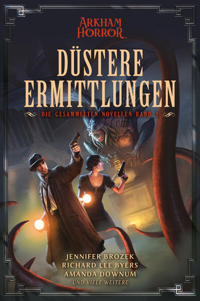 Die Ermittler von Arkham Horror sind in dieser zweiten Novellen-Sammlung die einzige Hoffnung der Menschheit gegen monströse Schrecken aus der Leere. Enthält drei herrlich schaurige Abenteuer: - Eine Behandlung gegen die schrecklichen Albträume einer Patientin durch die Psychologin Carolyn Fern reißt ein Tor zu den Traumlanden und den Alten Göttern auf. - Die geheimnisvollen Bücher der Miskatonic University sind eine unwiderstehliche Verlockung für den Bühnenmagier Dexter Drake und seine Assistentin Molly Maxwel. Doch schon bald fallen sie dunklen Mächten zum Opfer. - Als die Autorin Gloria Goldberg Arkham besucht, um den unvollendeten Roman ihres Schriftstellerkollegen fertig zu schreiben, entweichen seine Worte von den Seiten und beginnen Arkham zu verwandeln. Außerdem gibt es die Origin-Geschichten der Ermittler aus den Tiefen des Arkham Horror-Archivs.