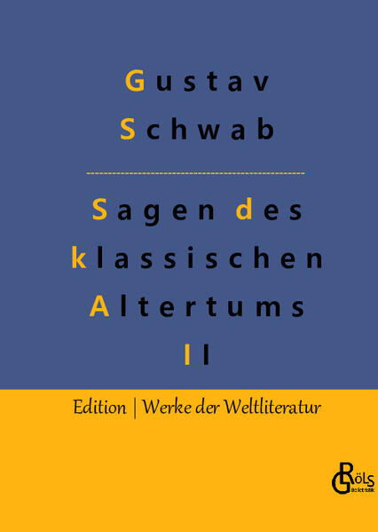 Der zweite Teil: "Die schönsten Sagen des klassischen Altertums" sind eine für junge Menschen erstellte Sammlung antiker Mythen, die Gustav Schwab in den Jahren 1838 bis 1840 in drei Bänden herausgab. Sein Zeil war die Nacherzählung in schlichter Prosa, um die spannendsten Geschichten von Agamemnon bis Odysseus als Klassiker der Kinder- und Jugendliteratur verfügbar zu machen. Dass auch Erwachsene seine einfach zu lesende Sprache den komplexeren Werken zumeist vorziehen, konnte er damals nicht ahnen. Gröls-Klassiker (Edition Werke der Weltliteratur)