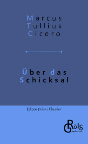 Schicksal oder eigene Steuerung - was ist das Wesen der Dinge? Können wir unseren Lebensweg beeinflussen, oder haben wir nur den Eindruck, dass das möglich sei? Das Thema mag gerade aktuell die Hirnforschung und die Philosophie der Gegenwart bestimmen, doch Ciceros Schrift - hier in der Übersetzung von Dr. Georg Moser - zeigt: Das Thema hat uns immer schon schon bewegt, ist also eine der ältesten Fragen der Menschheit. Gröls-Klassiker (Edition Kleine Klassiker)