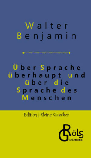 "Jede Äußerung menschlichen Geisteslebens kann als eine Art der Sprache aufgefaßt werden, und diese Auffassung erschließt nach Art einer wahrhaften Methode überall neue Fragestellungen. Man kann von einer Sprache der Musik und der Plastik reden, von einer Sprache der Justiz, 7 die nichts mit denjenigen, in denen deutsche oder englische Rechtssprüche abgefaßt sind, unmittelbar zu tun hat, von einer Sprache der Technik, die nicht die Fachsprache der Techniker ist. Sprache bedeutet in solchem Zusammenhang das auf Mitteilung geistiger Inhalte gerichtete Prinzip in den betreffenden Gegenständen: in Technik, Kunst, Justiz oder Religion." Walter Benjamin (Gröls-Klassiker - Edition Kleine Klassiker)