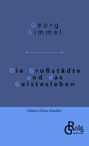 Simmels Essay ist eine der Grundlagen der modernen Großstadtsoziologie. Aus Simmels Sicht weigert sich das Individuum in einem gesellschaftlich-technischen Mechanismus nivelliert zu werden. Die Industrialisierung hat die Arbeitsteilung mit sich gebracht und damit auch die Gefahr für das Individuum, sich zu verlieren. Simmel untersucht auch den Einfluss, den der permanente Strom von Sinneseindrücken auf die menschliche Seele hinterlässt und sinniert über Schutzmechanismen, die sich der moderne Mensch dafür zulegt. Gröls-Klassiker (Edition Kleine Klassiker)