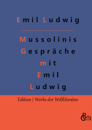 "Die Stellung eines parteilosen Beobachters wird mir durch das Faktum erleichtert, daß ich Ausländer bin. Als französischer Autor unter Napoleon hätte ich wahrscheinlich auf der Seite Chateaubriands abseits gestanden, während ich ihn als Deutscher auf der Seite Goethes bewundert hätte. So zieht mich auch die Gestalt Mussolinis unabhängig von den Parteien und von den beiden Fakten an. An die Stelle des Dilemmas, tritt bei mir die künstlerische Betrachtung einer außerordentlichen Persönlichkeit." Emil Ludwig (Gröls-Klassiker)