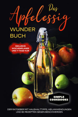 Nachhaltigkeit, Gesundheit, Umweltfreundlichkeit und das alles zum kleinen Preis? All diese wunderbaren Eigenschaften vereint Apfelessig. In diesem Buch erfahren Sie, wie Sie sich diese Vorteile zu nutzen machen können! Apfelessig gewinnt seit kurzer Zeit immer mehr und mehr an Bedeutung. Nicht nur im Bereich Gesundheit und Körperpflege sondern auch im Haushalt kann das kleine, feine und doch unscheinbare flüßige Naturmittel dafür sorgen, dass Sie nicht nur ihre Haushaltskasse schonen sondern auch Ihrem Körper etwas Gutes tun. Apfelessig ist der ideale Träger von Heilkräften unserer Mutter Natur. Ob Allergien, Erkältungen, Hautprobleme oder der verkalkte Wasserkocher - die reinigende Kraft des Essigs ist vielseitig einsetzbar. Er ist ein wunderbares Mittel das uns helfen kann, unseren Körper vitaler zu halten, ihm viele Vitamine und Mineralstoffe zuzuführen und für einen ausgeglichenen Säure Basen Haushalt zu sorgen. Das erwartet Sie in diesem Buch: ✓Alle wichtigen Informationen rund um die Anwendung von Apfelessig im Haushalt ✓Was es mit der Entstehung und Verwendung von Apfelessig auf sich hat ✓Die besten Apfelessigrezepte mit besonderen Highlights am Ende des Buches ✓Heilsame Anwendungen und wie Sie Ihren Körper unterstützen können ✓und vieles mehr …