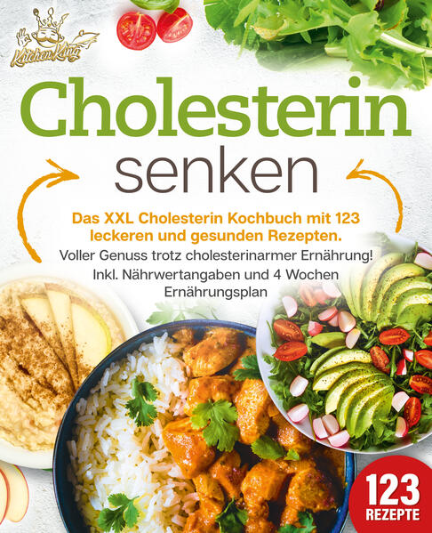 Cholesterin senken: Erfahren Sie, worauf es rund ums Cholesterin wirklich ankommt und schlemmen Sie sich mit köstlicher Rezeptvielfalt wie nebenbei zu Top-Werten - Inklusive Nährwertangaben und 4 Wochen Ernährungsplan Ihr Arzt hat einen erhöhten Cholesterin-Wert festgestellt und nun möchten Sie Ihre Gesundheit selbst aktiv in die Hand nehmen? Sie suchen nach einer Möglichkeit, den Cholesterinspiegel einfach und effektiv in den Griff zu bekommen? Und dabei sollen Geschmack und Genuss auf keinen Fall auf der Strecke bleiben? Dann zeigt Ihnen dieses Buch den Königsweg zu Traumwerten, die Ihren Arzt begeistern werden! Denn hier vereinen sich Ratgeber mit wissenschaftlich erprobten Expertentipps und Kochbuch mit sorgfältig ausgewählter Rezeptvielfalt zur Superwaffe gegen das gefürchtete Cholesterin. Finden Sie heraus, was es mit dem berüchtigten Stoff auf sich hat, welche entscheidende Bedeutung einer gesunden Ernährung zukommt und was Sie sonst noch kinderleicht gegen erhöhte Werte unternehmen können. Stöbern Sie dann durch die ebenso umfangreiche wie umwerfend leckere Rezeptsammlung, die Sie mit einer Extraportion Geschmack Ihrem Ziel näherbringt. Ob leckeres Frühstück, deftige Hauptgerichte, Suppen, Snacks oder sogar sündige Süßspeisen - ab jetzt tun Sie mit jeder Mahlzeit nicht nur Ihrem Geschmackssinn, sondern auch Ihren Cholesterinwerten einen Riesengefallen! Grundkurs Cholesterin: Was ist das eigentlich, wo liegt die Ursache für Probleme und wie können Sie mit Ernährungsumstellung, Fitness und Entspannung effizient und langfristig wahre Wunder bewirken? Tagesstart & Zwischenmahlzeit: Kefir-Müsli, Veggie-Frittata, Feldsalat mit Hähnchenstreifen oder Thunfisch-Tatar sorgen jederzeit für den Extra-Energiekick. Für den großen und kleinen Hunger: Bei herzhaften Köstlichkeiten wie Kartoffel-Bärlauch-Suppe, Fischeintopf, Putengulasch mit Sauerkraut und Kürbisspätzle ist wirklich für jeden Geschmack und Hunger etwas dabei. Der perfekte Schliff: Mit raffinierten Dips und Aufstrichen sowie einem süßen Finale runden Sie jedes Menü ab. Versuchen Sie es doch mal mit Auberginencreme, Senf-Honig-Dip, Himbeer-Mandel-Muffins oder veganem Schokokuchen. Dieses sorgfältig zusammengestellte Buch bietet Ihnen den perfekten Überblick über eine cholesterinfreundliche Lebensweise und zeigt Ihnen, dass Gesundheit, Spaß und Genuss bestens zusammenpassen. Und wer zu Beginn noch ein wenig Orientierung benötigt, dem macht der präzise Wochen-Ernährungsplan den Einstieg leicht und zum abwechslungsreichen Kinderspiel. Sichern Sie sich jetzt Ihren persönlichen Ernährungscoach und starten Sie noch heute in Ihr unbeschwertes Leben, das Gesundheit und Schlemmerei in wunderbaren Einklang bringt!