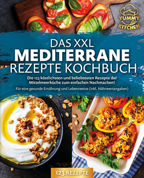 Die mediterrane Küche: 123 abwechslungsreiche, gesunde und unschlagbar leckere Rezepte für mediterrane Leichtigkeit und Lebensfreude - mit Infos über Speisetraditionen der Mittelmeerländer sowie Nährwertangaben Frutti di Mare, Pasta und Rotwein rufen in Ihnen wunderbare Urlaubserinnerungen hervor? Beim Gedanken an Tapas oder feinstes Olivenöl fühlen Sie sich an paradiesische Strandabende zurückversetzt? Eigentlich würden Sie sich mit derlei Köstlichkeiten gern das ganze Jahr über kostbare Ferienmomente schenken? Dann ist dieses Kochbuch Ihr Ticket in einen ganzjährigen Geschmacks-Traumurlaub am Mittelmeer! Egal, ob Italien, Marokko oder Griechenland - die kulinarischen Highlights der Ferienparadiese kreieren Sie mit den vielfältigen Rezepten kinderleicht auch am eigenen Herd. Sie ist erwiesenermaßen gesund, unglaublich abwechslungsreich und vor allem unübertroffen köstlich: die mediterrane Küche, die sich eigentlich aus unterschiedlichen Speisetraditionen der Mittelmeerländer zusammensetzt. Die feurige Vielfalt von spanischer Tapas, das vollendeten Aromenspiel italienischer Pasta, die raffinierte Leichtigkeit portugiesischer Fischgerichte oder gar die orientalische Exotik in marokkanischer Tajine - mediterrane Kost bietet Hochgenuss für jeden Geschmack und Anlass. Die leicht nachzukochenden und gelingsicheren Schritt-für-Schritt-Rezepte in diesem Buch entführen Sie auf eine genussvolle Reise entlang des Mittelmeers und sorgen dafür, dass Ihnen regionale Spezialitäten im Handumdrehen auch am heimischen Herd gelingen. Kulinarische Rundreise: Erfahren Sie Spannendes und Wissenswertes über die Speisetraditionen Italiens, Spaniens, Portugals, Griechenlands, Zyperns, Kroatiens und Marokkos und sorgen Sie für authentische Genusserlebnisse. Suppen, Salate & Vorspeisen: Portugiesische Champignons, italienische Tomaten-Bruschetta, kroatische Miesmuscheln mit Knoblauchbutter oder zyprische Halloumi-Tomatensuppe sind der perfekte Einstieg in ein köstliches Menü. Herzhaft, deftig oder raffiniert: Bei der Riesenauswahl an Hauptgerichten ist von marokkanischer Rindfleisch-Tajine oder griechischer Garnelenpfanne über kroatisches Peka und italienische Parmigiana bis hin zu spanischer Kartoffel-Tortilla und portugiesischem Stockfisch-Auflauf wirklich für jeden etwas dabei. Sündig-süße Kostbarkeiten: Schlemmen Sie sich zum Abschluss durch erlesene Dessertkreationen wie griechische Feigencreme, zyprischen Doukissa-Kuchen und italienische Zabaione oder probieren Sie doch mal portugiesische Kamelspucke! Mit diesem liebevoll zusammengestellten Kochbuch holen Sie sich Geschmacksvielfalt und Lebensfreude des Mittelmeerraums ganz unkompliziert zu sich nach Hause. Ob Sie einfaches Kochen schätzen, sich auch mal von etwas Außergewöhnlichem begeistern lassen oder einfach nur Vielfalt und Abwechslung auf den Teller bringen wollen - hier finden Sie alles, was das mediterrane Schlemmerherz begehrt! Sichern Sie sich jetzt dieses sommerlich-leichte Kochbuch und freuen Sie sich darauf, ab sofort jederzeit ein bisschen Urlaub in Ihren Alltag zu zaubern!