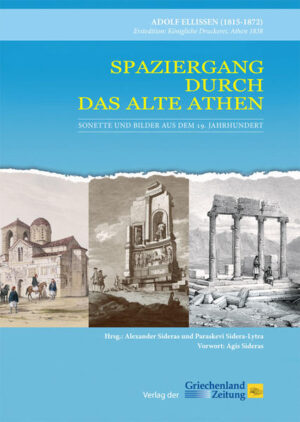 Sie halten das erste deutschsprachige Buch, das je in Griechenland gedruckt worden ist, in Händen! Vor mehr als 170 Jahren glitten die Druckbögen aus den Maschinen der damals so genannten „Königlichen Druckerei“. Es war dem Werk „Athen – Sonetten-Zyklus“ des Göttingers Adolf Ellissen allerdings in all den Jahren nicht beschieden, in seiner Originalversion in den deutschen Buchhandel zu gelangen. Der Verlag der Griechenland Zeitung holt dies hiermit nach. Entdeckt wurden die vergessenen Athen-Gedichte dieses Philhellenen von den Herausgebern Prof. Alexander Sideras und Paraskevi Sidera-Lytra in der Athener Nationalbibliothek. Die weltbekannte griechische Schauspielerin und Kulturministerin Melina Mercouri (1920-1994) hätte sich über das Bändchen von Ellissen sicher gefreut. Sie hatte Anfang der 80er Jahre den Kampf um die Rückführung der Parthenon-Skulpturen nach Athen aus dem British Museum in London begonnen, wohin sie der britische Lord Elgin um 1800 verschleppt hatte. Und Ellissen schreibt schon 1838 brüskiert über den „Schatzraub“ des Schotten und mokiert sich über sein späteres „Entschädigungsgeschenk“ – eine läppische Turmuhr am Monastiraki-Platz, die heute nicht mehr existiert. Zu ihr sollten die Hellenen hinaufschauen, ist der Rat des Göttingers, „ob’s Zeit ist, wieder zu fordern, was für Britannien nicht Phidias Genius schuf“. Der schwärmerische Griechenland-Liebhaber war 1837 im Hafen von Piräus angekommen und machte sich über eine staubige Straße auf ins Zentrum der jungen Hauptstadt. Es herrschte Aufbruchsstimmung, eine Art Gründerzeit für die Noch-Nicht-Metropole. 1832, noch vor der Ankunft des aus Bayern stammenden Königs Otto, hatte Athen kaum 300 Häuser und um die 1.800 Einwohner, 1842 lebten hier schon 21.698 Menschen, 1853 waren es 31.125 und 1870 immerhin schon 48.107. Entsprechend rege war die Bautätigkeit. Der „Tourist“ aus Deutschland erwähnt zwar die „primitiven Zustände“ der damaligen Zeit, aber: Er fühlt sich so wohl wie „Diogenes in seiner Tonne“ und bleibt acht Monate. 23 Jahre später kehrte er noch einmal zurück nach Athen und sah die Stadt in „glänzend veränderter, von den Denkmälern des Altertums abgesehen, kaum noch zu erkennender Gestalt“. Ellissen beschreibt in seinen originellen Sonetten die antiken Sehenswürdigkeiten in philhellenischer Manier: die Akropolis, den Turm der Winde, das Odeon des Herodes, das Dionysos-Theater ...