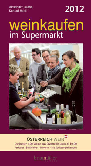 Guter Wein muss nicht teuer sein: Seit fünf Jahren schon leitet der Standard-Guide alle Freunde guter Tropfen sicher durch die Supermarktregale. weinkaufen im Supermarkt, der Weinguide von Gastrojournalist Alexander Jakabb und Weinbauberater Dipl.-Ing. Konrad Hackl, feiert sein fünfjähriges Jubiläum! Unter preisbewussten Weinfreunden und Winzern ist er bereits eine Institution. Auch für die aktuelle Ausgabe haben sich die beiden Weinexperten wieder durch zahllose Weine aus dem Sortiment der großen österreichischen Supermarktketten gekostet und die 500 besten zusammengestellt. Mehr als 50 Weine wurden in diesem Jahr wieder mit der Höchstbewertung von drei Flaschen ausgezeichnet und genügen damit höchsten Genussansprüchen. Und das Beste daran: Keiner der guten Tropfen kostet mehr als 10 Euro. Neben ausführlichen Geschmacksbeschreibungen und einem umfassenden Wein-ABC bietet das Buch zu jedem Wein auch Speiseempfehlungen. Im bewährten handlichen Taschenformat und übersichtlich nach Supermarktketten gegliedert ist es der ideale Einkaufsbegleiter und lotst zuverlässig durch die unzähligen Angebote des Handels.