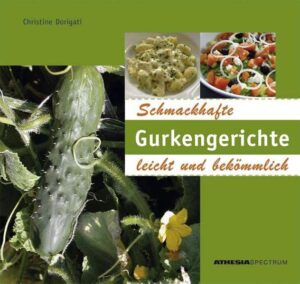 „Schmackhafte Gurkengerichte leicht und bekömmlich“ ist das neue, 96 Seiten starke Werk von Christine Dorigati. In ihrem „Gurkenkochbuch“ verrät sie 102 nahrhafte, gesunde und kostengünstige Rezepte rund um dieses vielseitig verwendbare Gemüse. Die Gurke schmeckt nicht nur roh, sondern auch mariniert, gekocht, gebraten, frittiert oder gegart. Ihr lieblicher, aromatischer Geschmack ist einfach köstlich! Probieren Sie die genussvollen Rezepte einfach selbst aus