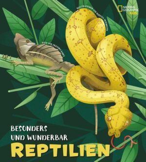 Faule Leguane, rot- gelb- geringelte Kobras, die regenbogenfarbene Siedleragame, der riesige Komodowaran: Dieses bunt illustrierte Buch hat sie alle! Begleite den wackeren Forscher und seinen kleinen Gehilfen auf einer Expedition durch die erstaunliche Welt der Reptilien. Hautnah kannst du hier den bizarrsten und faszinierendsten Reptilien begegnen. Eines nimmt mit seinem dritten Auge ultraviolette Strahlen wahr, ein anderes kann acht Stunden die Luft anhalten, eines wird über hundert Jahre alt und eines sieht aus wie ein Mini- Triceratops. Endlich erfährst du alles über Unterschiede und Gemeinsamkeiten, über Rekorde und ihre Geheimnisse.