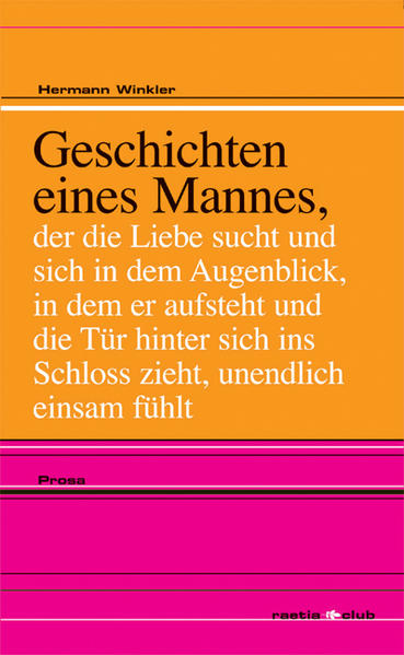 „Geschichten eines Mannes, der die Liebe sucht und sich in dem Augenblick, in dem er aufsteht und die Tür hinter sich ins Schloss zieht, unendlich einsam fühlt“, ist der vollständige und unkonventionelle Titel dieser Sammlung von Prosaerzählungen. Sex, Gewalt und Liebe im Spannungsfeld psychischer Gesundheit und Krankheit sind die zentralen Themen. Die Inhalte der zwölf Geschichten vereinen ländliche Themen und Großstadtereignisse, kreisen um das wiederkehrende Motiv der Vereinsamung und den Augenblick, in dem der Mann aufsteht und die Tür hinter sich ins Schloss zieht. Winklers von Textcollagen und Intertextualität durchzogene Popliteratur zeigt anhand von Einzelschicksalen globale Entwicklungstendenzen auf. Die Erzählungen, die literarische wie außerliterarische Themen und Fragmente aufgreifen und sie in eine neue prosaische Form bringen, wurden mit zahlreichen Literaturpreisen ausgezeichnet.