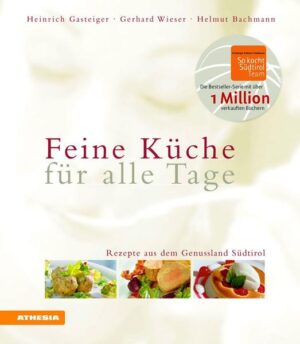 Dieses Kochbuch der drei Südtiroler Starköche Gasteiger, Wieser, Bachmann, garantiert große lukullische Erlebnisse, denn dieser kleine Kochratgeber enthält raffinierte Rezepte, die einfach nachzukochen sind. So kann auch der Ungeübte sich und seine Gäste mit kulinarischen Leckerbissen verwöhnen. Der Bogen der Rezepte spannt sich von delikaten Vorspeisen über saftige Hauptspeisen bis hin zu verführerischen Desserts.