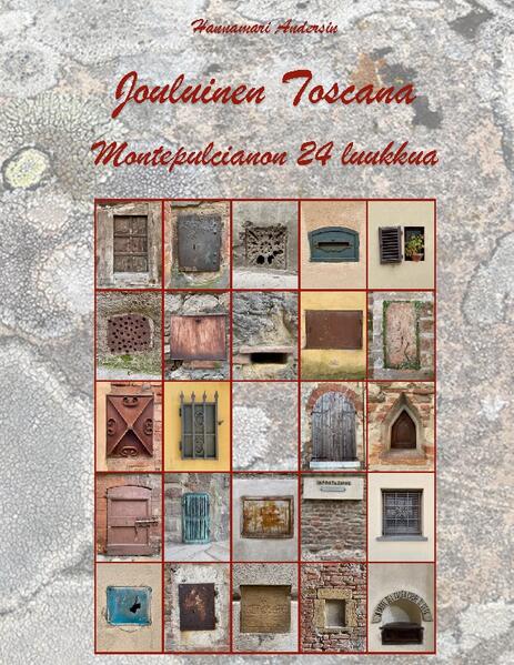 Jouluinen Toscana - Montepulcianon 24 luukkua on aikuisille suunnattu kirjan muotoon tehty tunnelmallinen joulukalenteri. Siinä on 24 autenttista luukkua, joiden takaa aukeaa kurkistus 1500-luvun helmenä tunnetun keskiaikaisen renessanssivaikutteilla höystetyn kukkulakaupungin tunnelmaan, kulttuuriin ja historiaan. Kirja antaa mahdollisuuden uppoutua unelmointiin ja samalla löytää jotain uutta. Kirjailijan ottamat valloittavat valokuvat vievät mennessään. Tämä tarinallinen tietokirja on jotain ennen näkemätöntä. Hannamari Andersin on vuodesta 2013 opiskellut italiaa niin Suomessa kuin Italiassa. Hänen sydämensä jäi Toscanassa sijait-sevaan Montepulcianoon 2016. Vanhassakaupungissa sijaitsevan kakkoskotinsa hän on omistanut vuodesta 2017. Hannamari Andersin jakaa Sinulle kirjassa niitä asioita, jotka ovat hänelle aivan erityisiä. Samoja asioita hän esittelee sukulaisille ja ystäville, jotka tulevat hänen luokseen kylään. Tervetuloa Montepulcianoon! "Kirja houkuttelee matkaamaan Montepulcianoon ja on mukavan omakohtainen." "Kirjaidea on perin viehättävä."