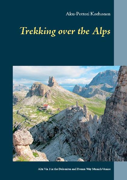 Take a leisurely trip over the Alps! This book describes (Aku-Petteri Korhonen's) experiences on two longer hut-to-hut treks in the Alps. The first trip is in the Italian Dolomites, in the rugged landscapes of the Alta Via 2 trail. The trek is over 150 kilometres long with an over 8000-metre difference in elevation. Before embarking on said route, the writer walks in the landscapes of the famous Cortina d'Ampezzo and Tre Cime. The second part of the book describes an even longer trek on the so-called Dream Way route that runs from Munich to Venice over the German, Austrian and Italian Alps. So you will get a glimpse of plenty of different sights and experiences. These travelogues give you a good taste of what hut-to-hut treks are in practise. What adds colour to the stories is that the writer and his teenage son are making these treks together. Aku-Petteri shares his personal experience and bits of sound advice for planning and carrying out a trek. He also gives you tips on how to handle the, sometimes surprising, situations you are likely to face during the trip and what you need to consider when trekking with a child. His experiences and mishaps are sure to help you with planning your own mountain treks. Both trips end in Venice exploring the sights and beaches of this incredible city. All this together makes for an interesting trekking, sightseeing and beach holiday, all in the same package. Have a nice trip!